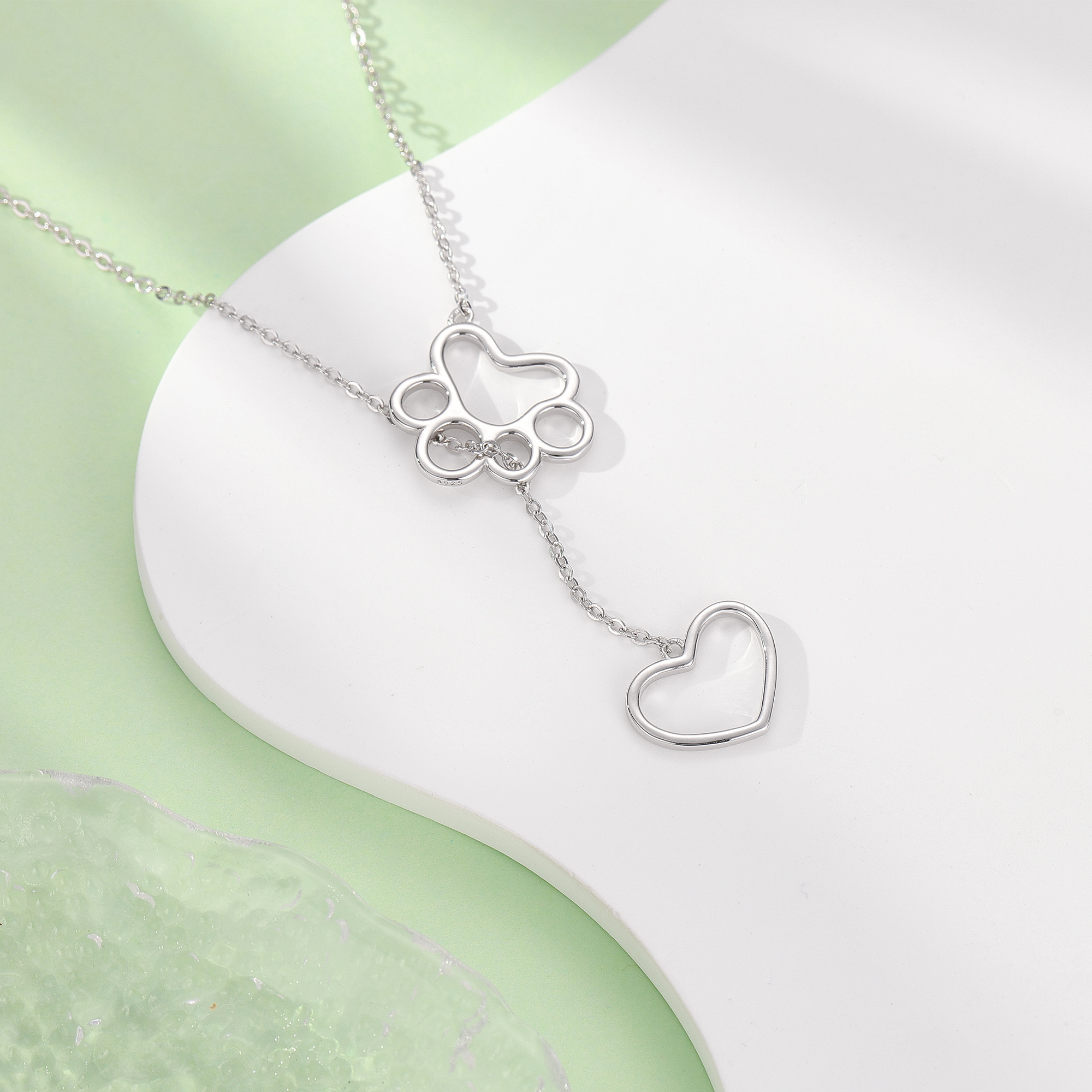 Women's 925 Sterling Silver Pet Heart Y-Shaped Necklace — Unique Design
